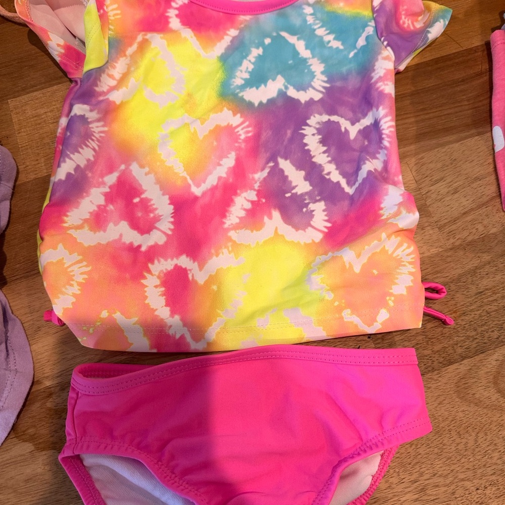 The Children's Place Tie-Dye Heart Bikini - Pink, Yellow, Purple